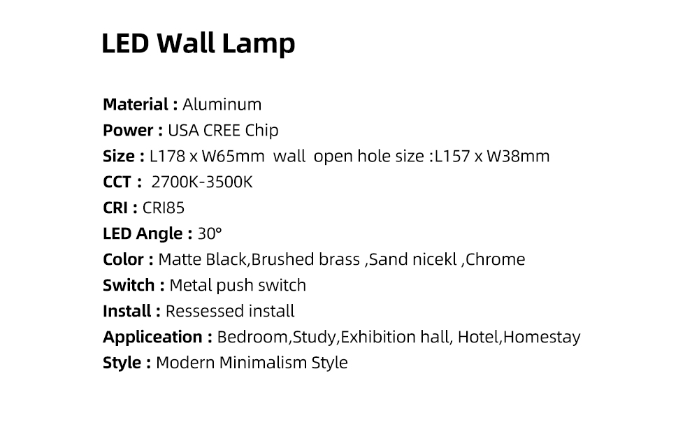 IIS Recessed Push Switch Wall Lamps