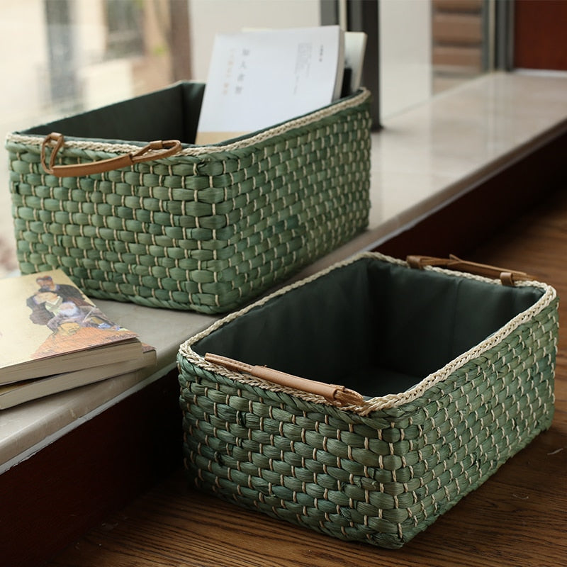 Green Farmhouse Woven Storage Baskets