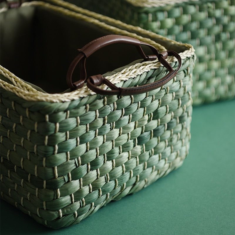 Green Farmhouse Woven Storage Baskets