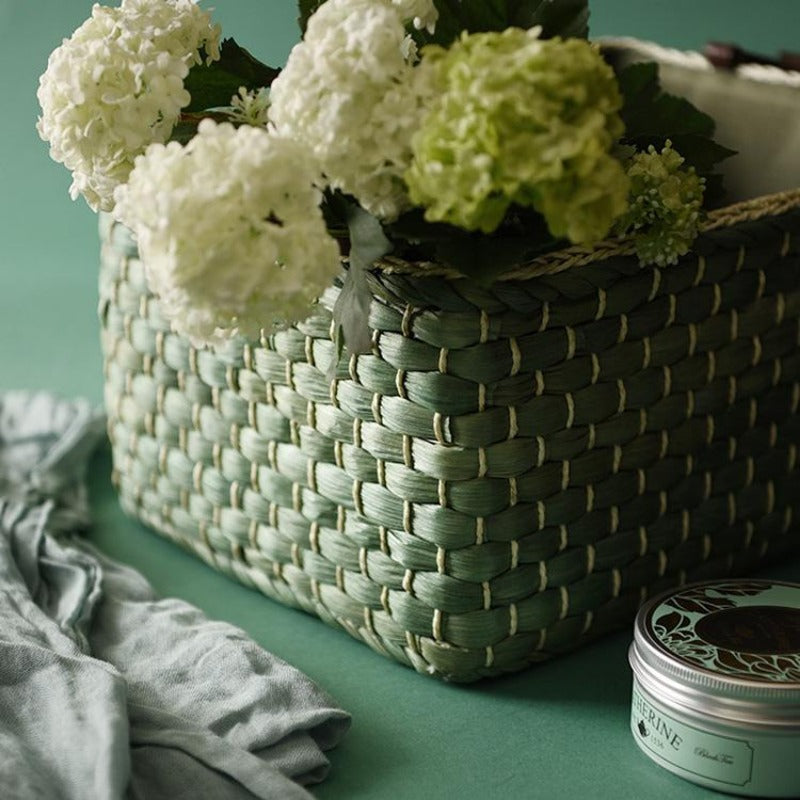 Green Farmhouse Woven Storage Baskets