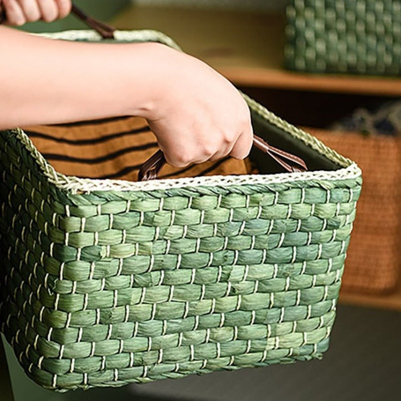 Green Farmhouse Woven Storage Baskets