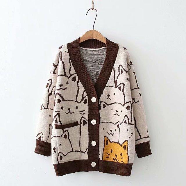 Sweater de Gato de Moda Retro