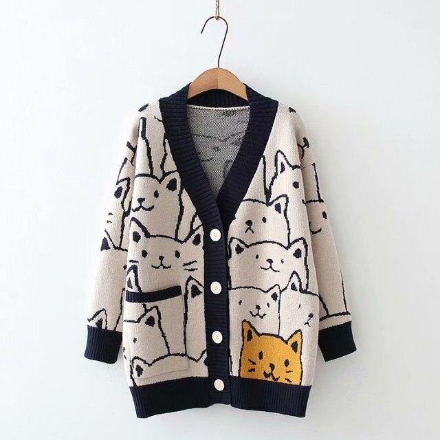 Sweater de Gato de Moda Retro