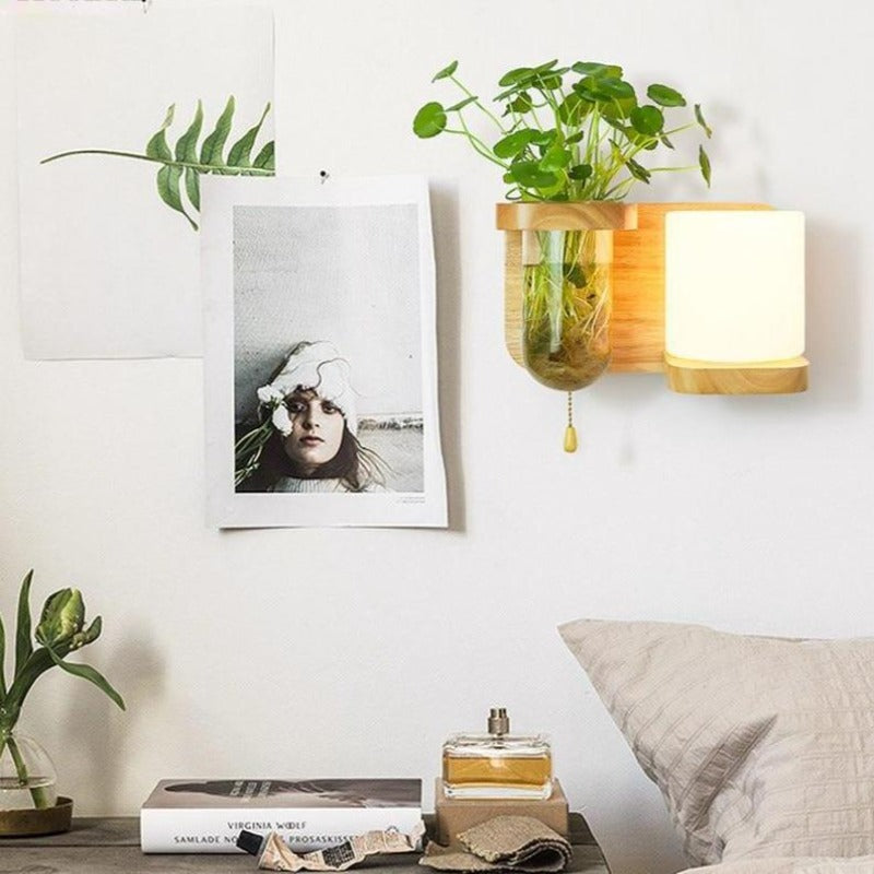 Modern Wooden Planter Wall Lamp