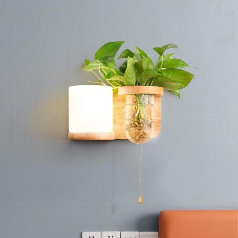 Modern Wooden Planter Wall Lamp