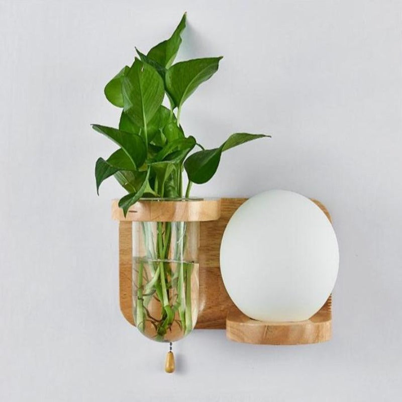 Modern Wooden Planter Wall Lamp