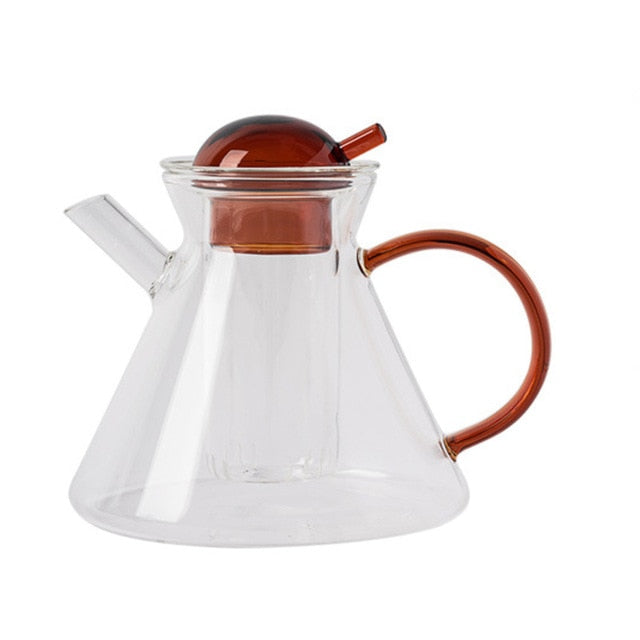 Amber Retro Teapot Set with Glass Strainer