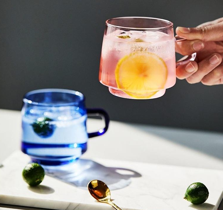 Colored Glass Tea Cup With Saucer