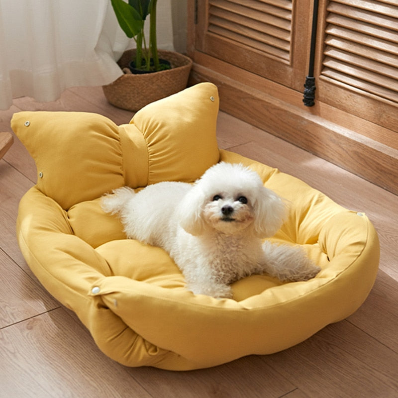 Cute Bow Multifunctional Plush Dog Bed Mattress & Dog Bed Nest