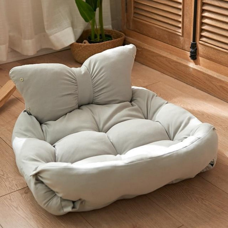 Matelas et nid de lit pour chien en peluche multifonctionnel avec nœud mignon