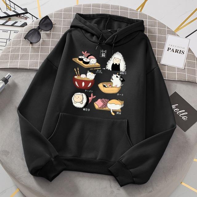 Sudadera con capucha de gato sushi