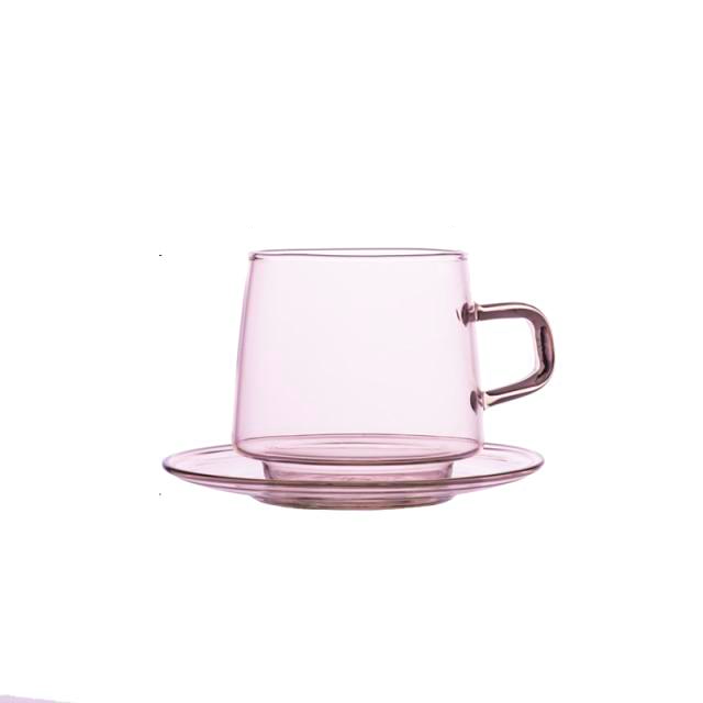 Colored Glass Tea Cup With Saucer