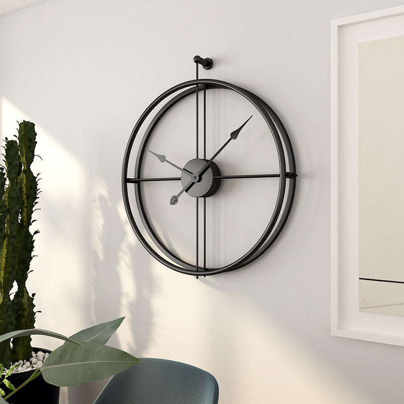 Reloj de Pared de Metal Minimalista Negro Grande