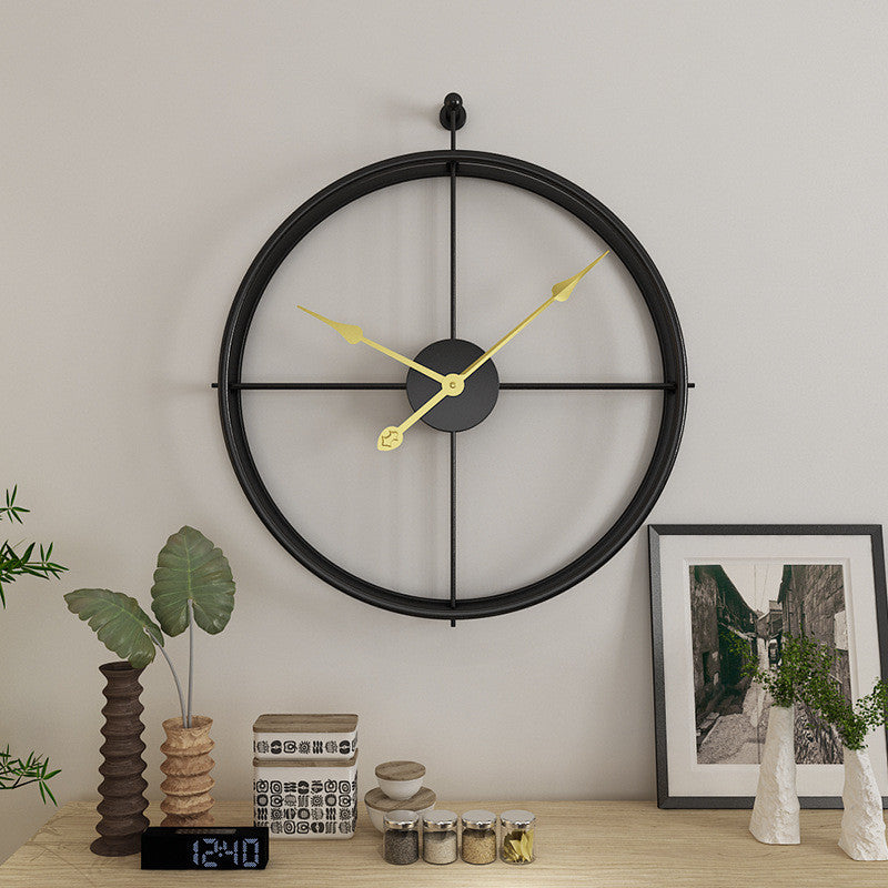 Reloj de Pared de Metal Minimalista Negro Grande