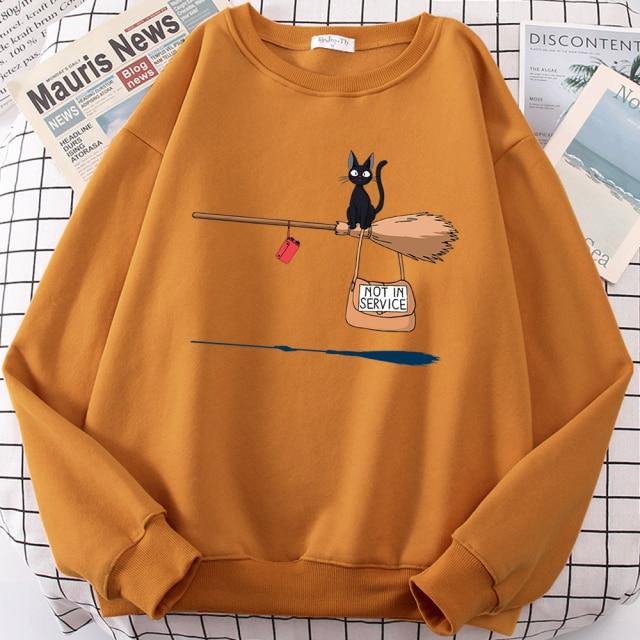 Besen fliegende schwarze Katze Sweatshirt