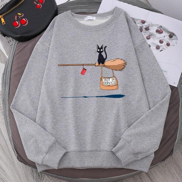 Besen fliegende schwarze Katze Sweatshirt