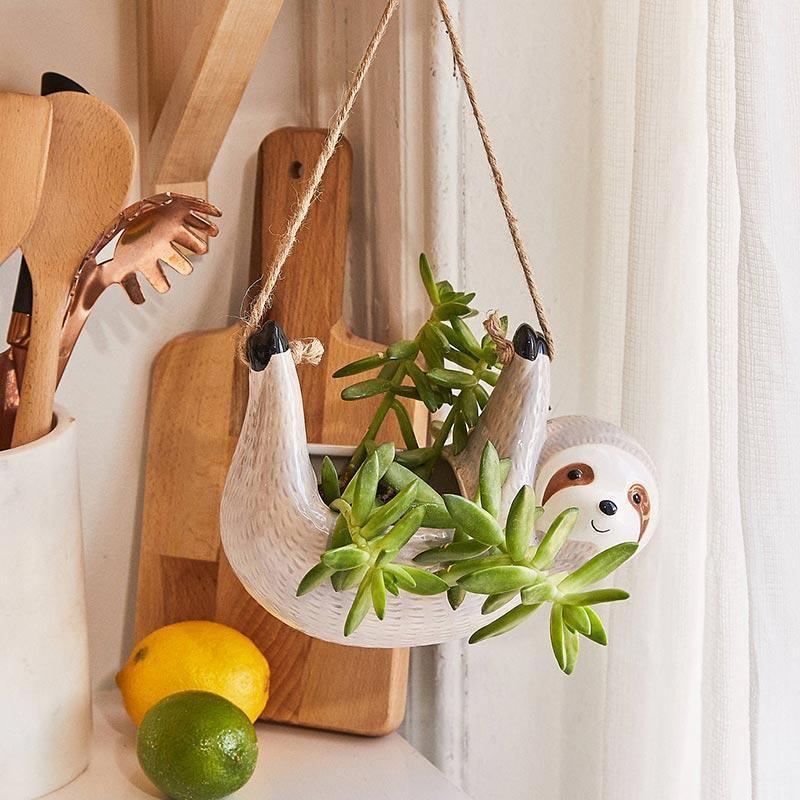 Sloth Ceramic Hanging Succulent Planter