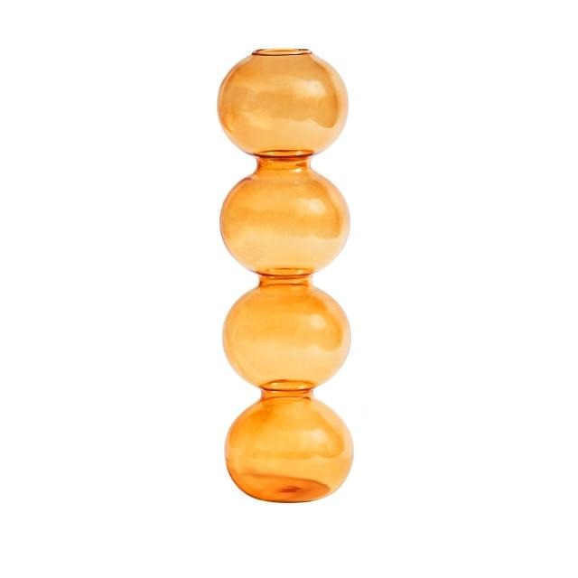 Orange Amber Glass Taper Candle Holder & Vases