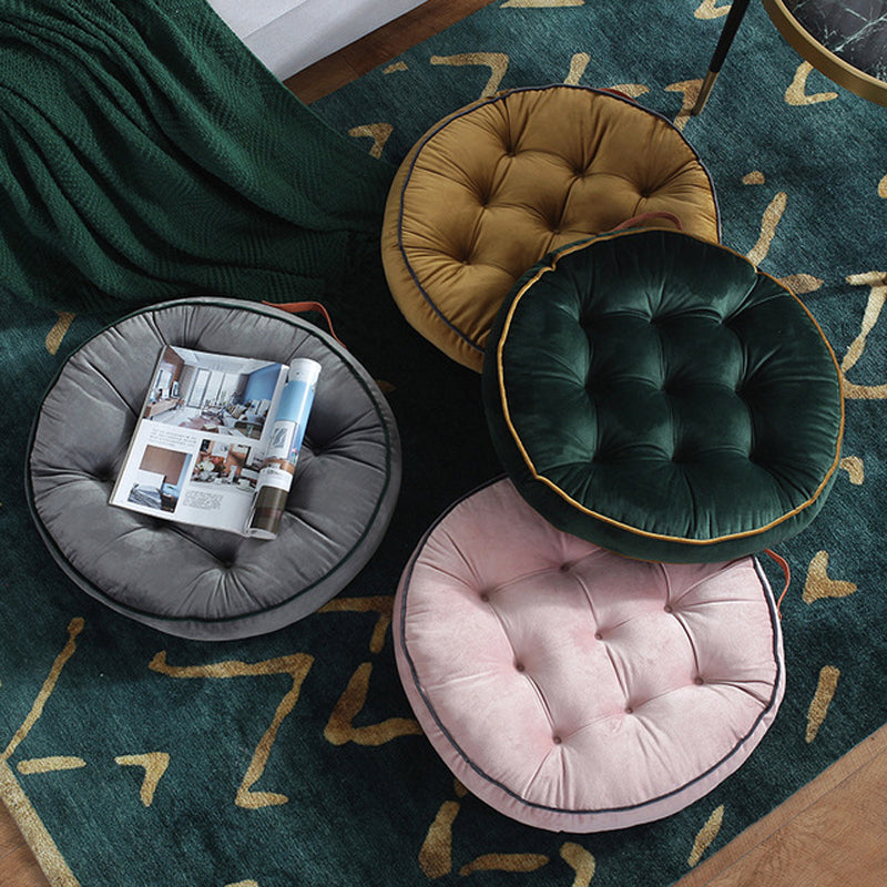 Velvet Round Floor Cushions Seating Pouf