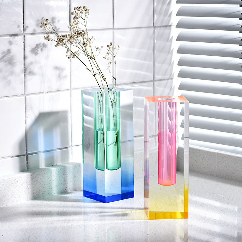 Modern Prism Acrylic Vase & Desktop Organizer