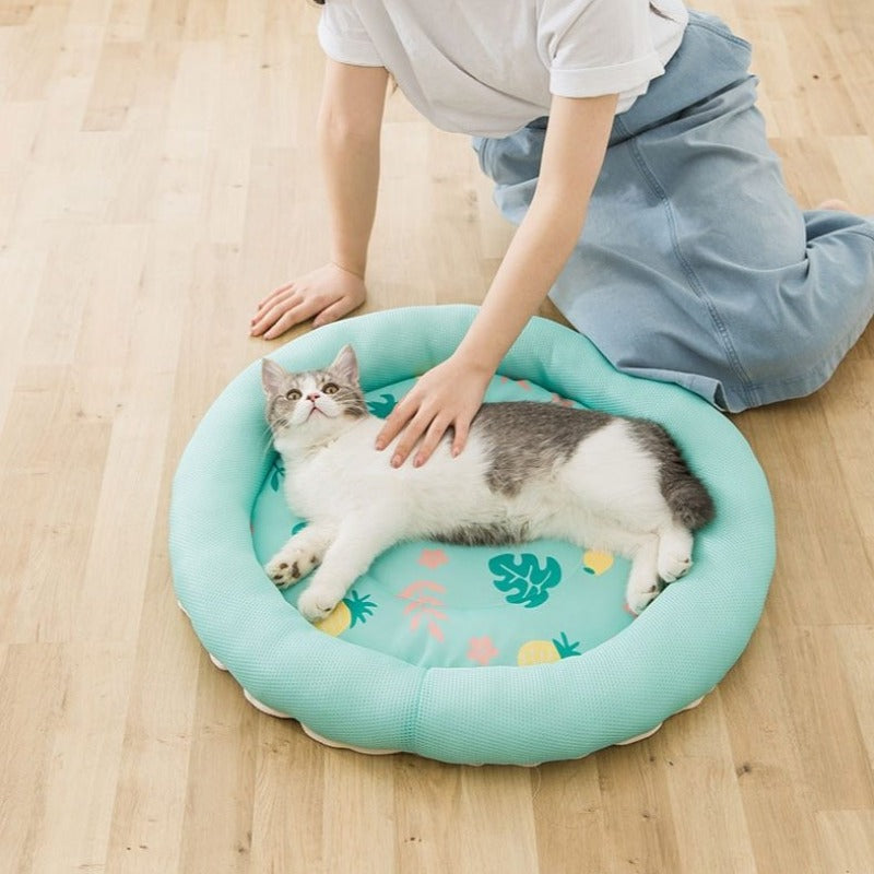 Tropical Summer Round Cat Cooling Mat