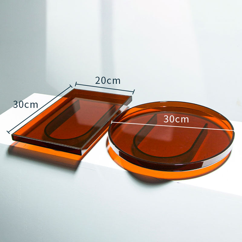 Vintage Amber Round & Rectangular Acrylic Tray Organizers