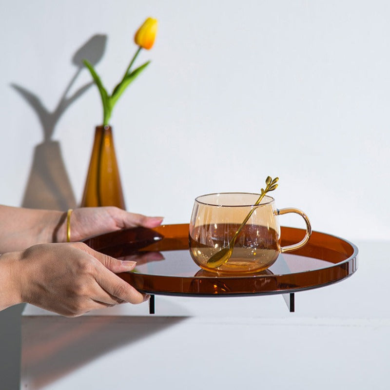 Vintage Amber Round & Rectangular Acrylic Tray Organizers