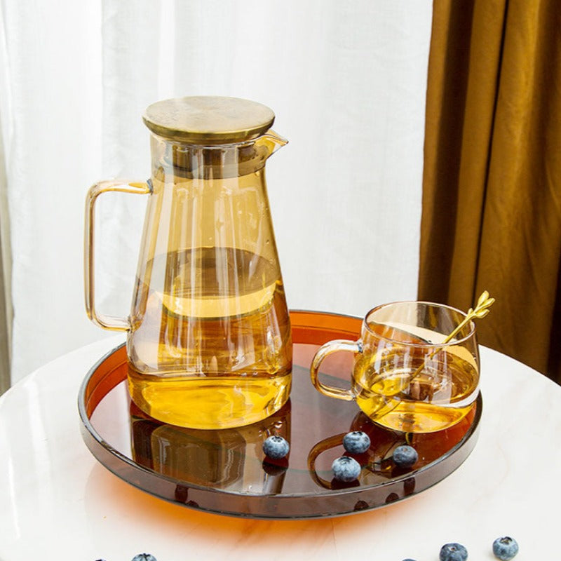 Vintage Amber Round & Rectangular Acrylic Tray Organizers