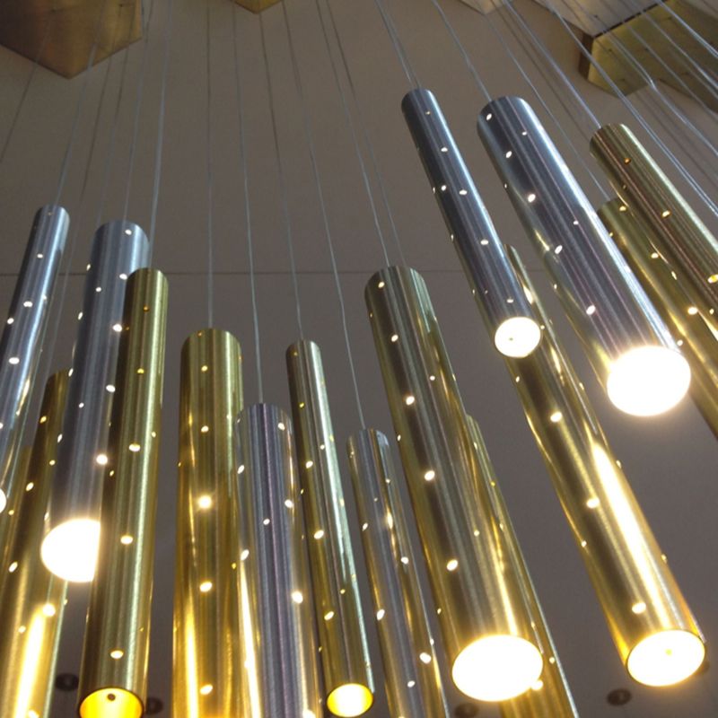 Sparkling Long Cylindrical Chandelier