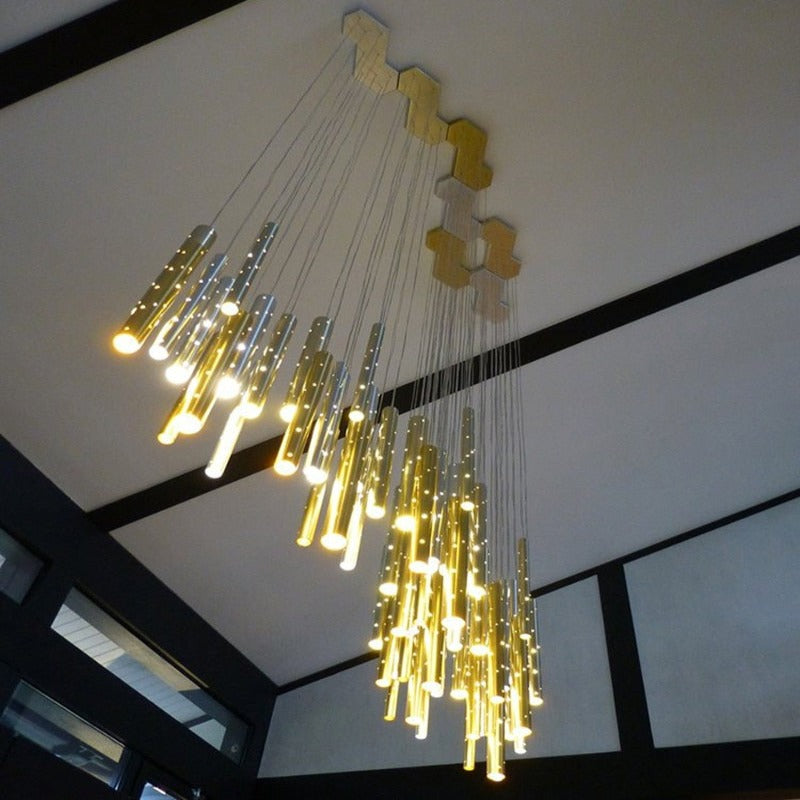 Sparkling Long Cylindrical Chandelier