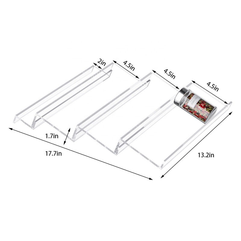 Organizador de cajones de especias acrílico de 1 a 4 niveles – Estante de especias acrílico expandible para almacenamiento de cocina