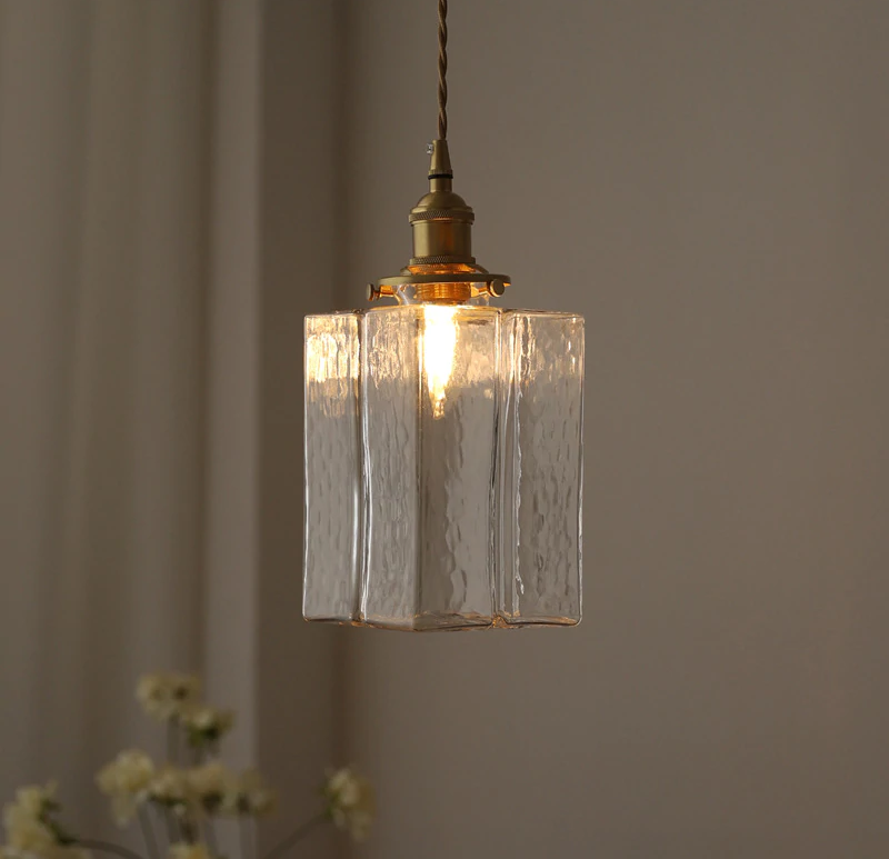 Lustre en verre et laiton Jewel