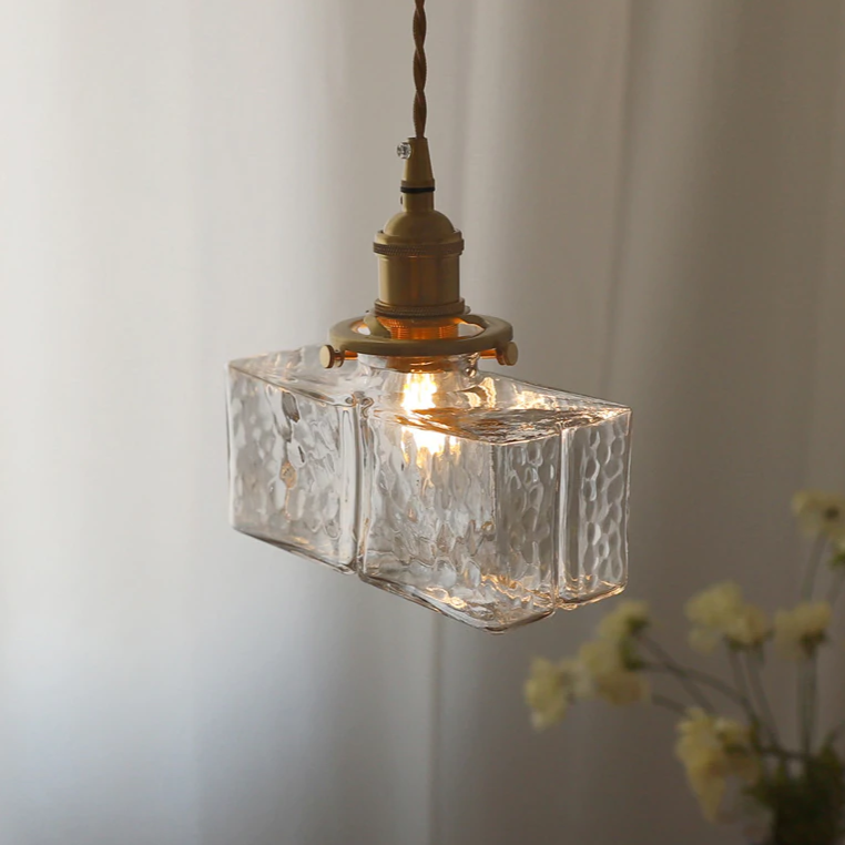 Lustre en verre et laiton Jewel