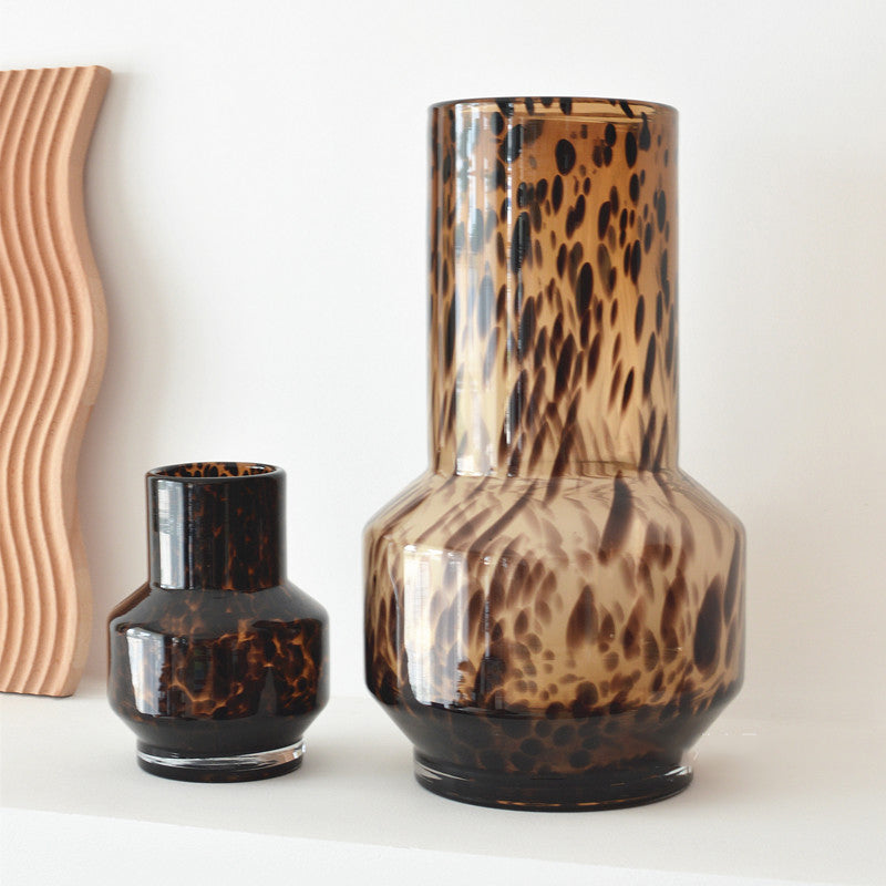 Vintage Ember Tortoiseshell Glass Vases