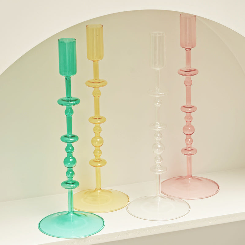 Harlow Tall Decorative Glass Taper Candlestick Holders