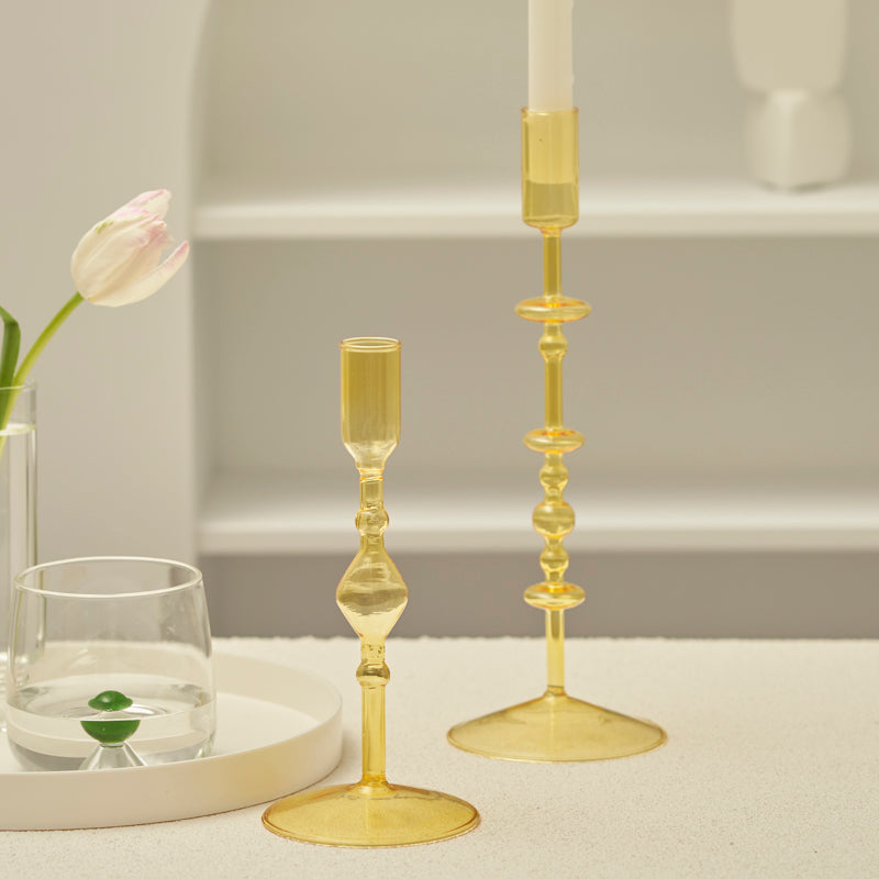 Harlow Tall Decorative Glass Taper Candlestick Holders