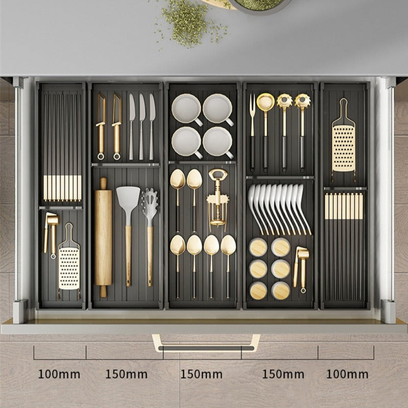 Aluminium Kitchen Cutlery Drawer Organizer Trays