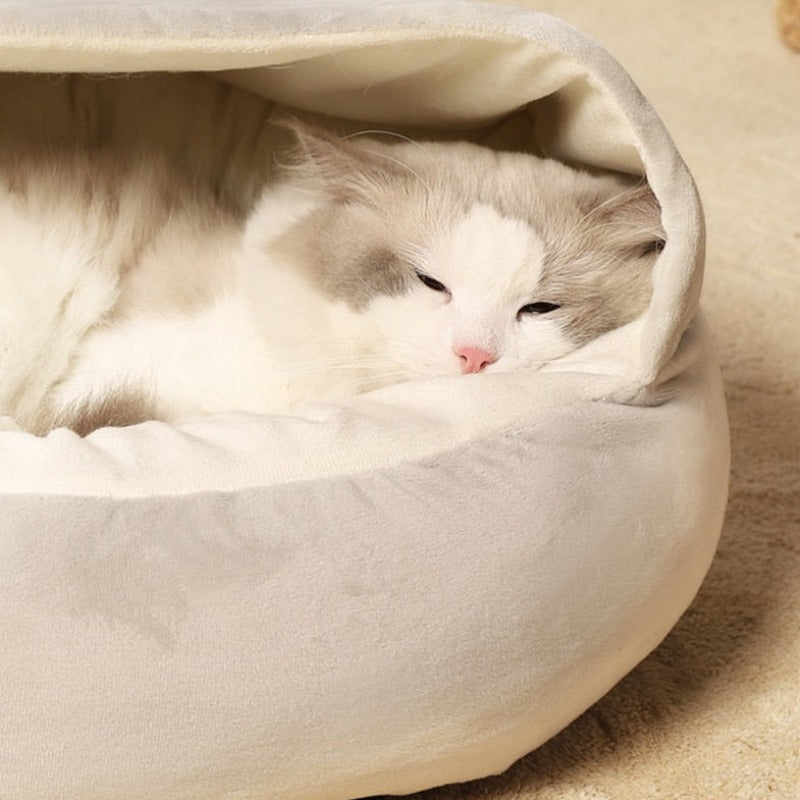 Cozy Round Calming Cat Cave Bed