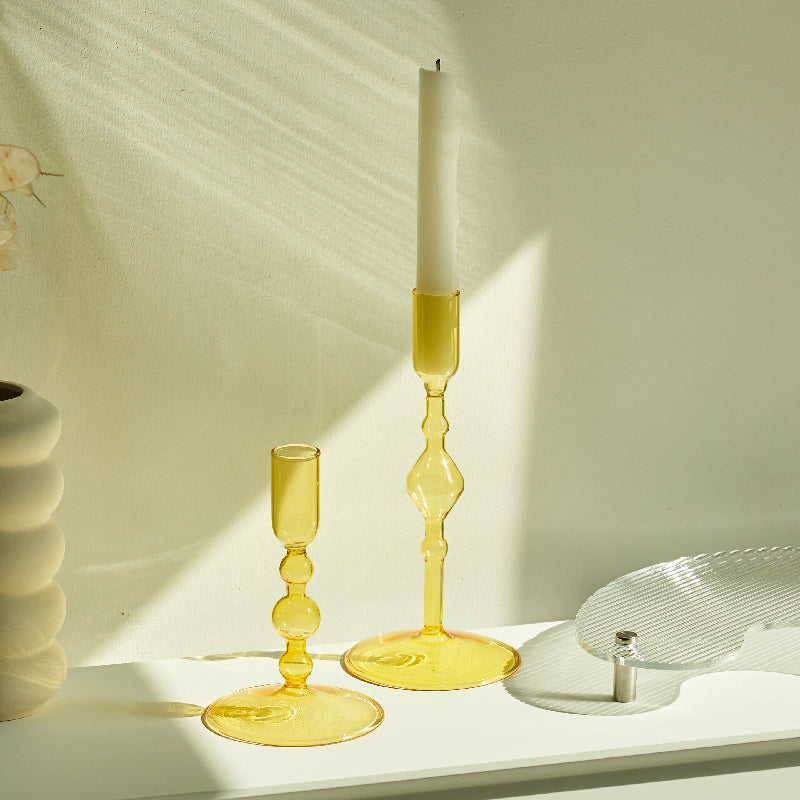 Harlow Tall Decorative Glass Taper Candlestick Holders