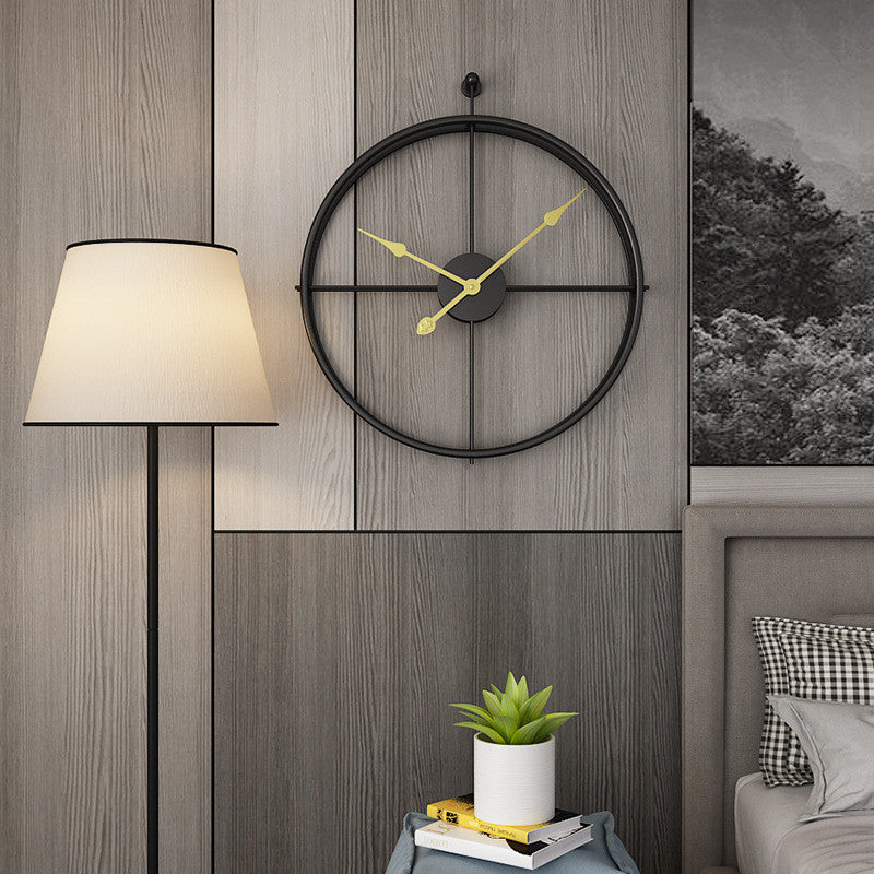 Reloj de Pared de Metal Minimalista Negro Grande