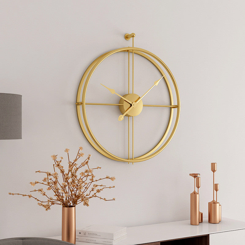 Gold Minimalist Metal Wall Clock Large