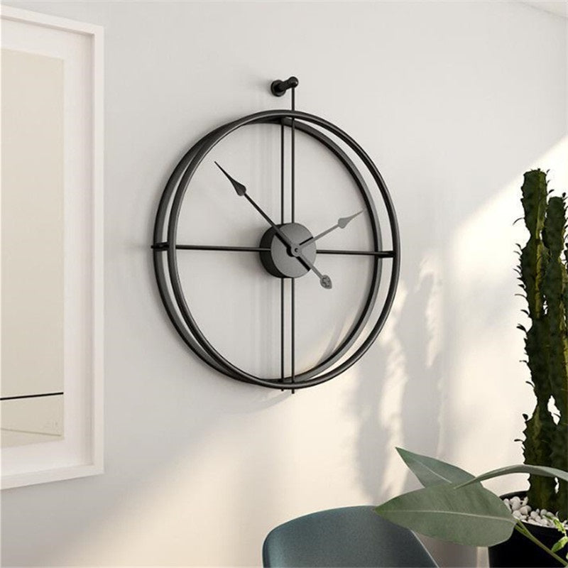 Reloj de Pared de Metal Minimalista Negro Grande