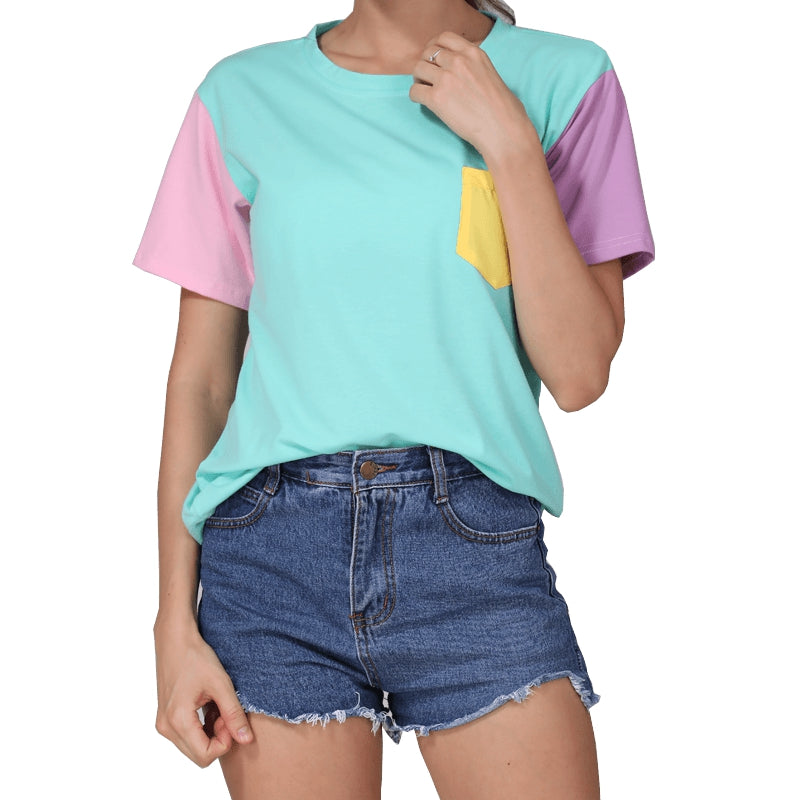 Pastell Patchwork T-skjorte