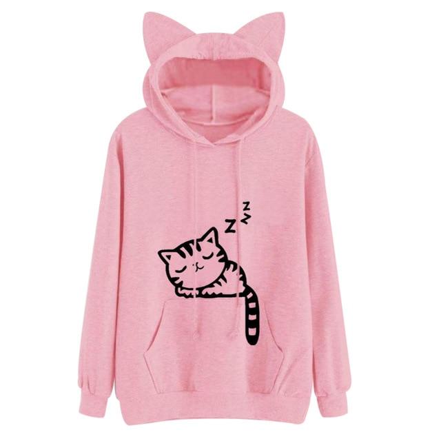 Sweat à capuche chat endormi