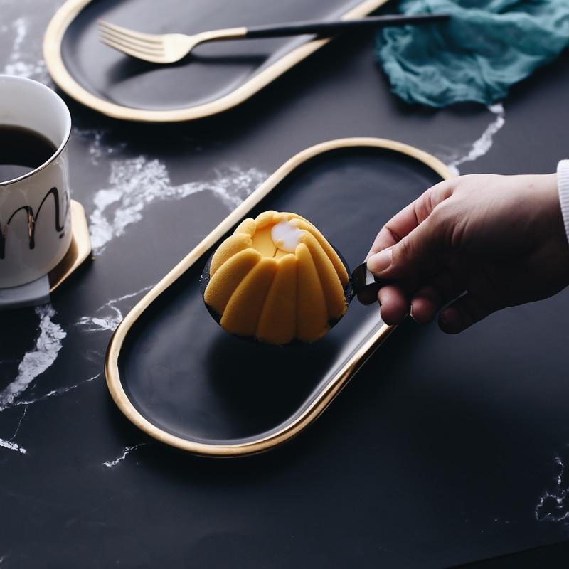 Black And Golden Stroked Ceramic Plates