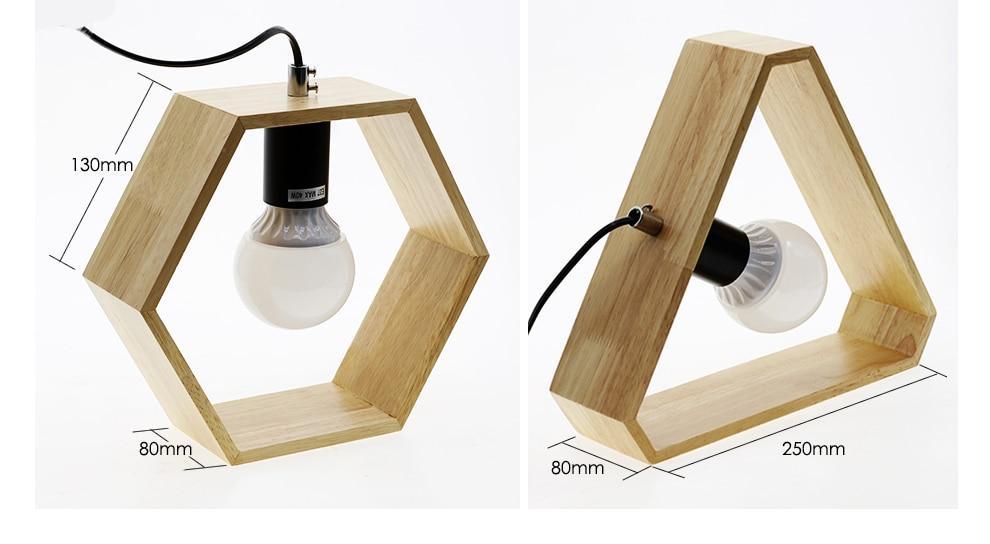 Lampe de bureau carrée en bois