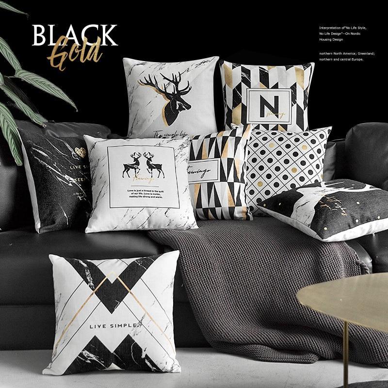 Black Gold Deer Pillowcases