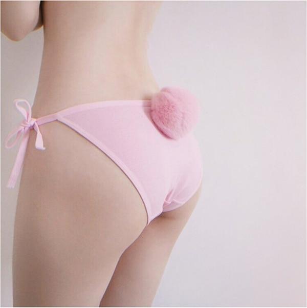 Poofy Bunny Tail Thongs