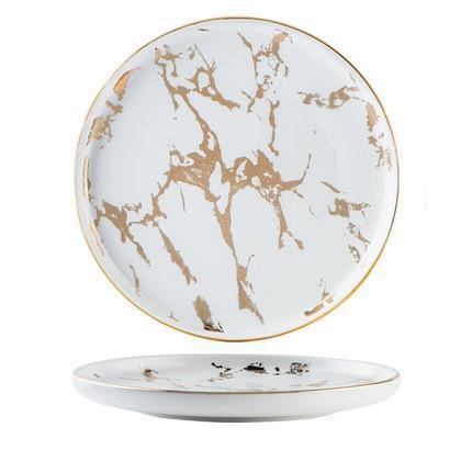 Luxury Gold Edges Marble Dinner Plate