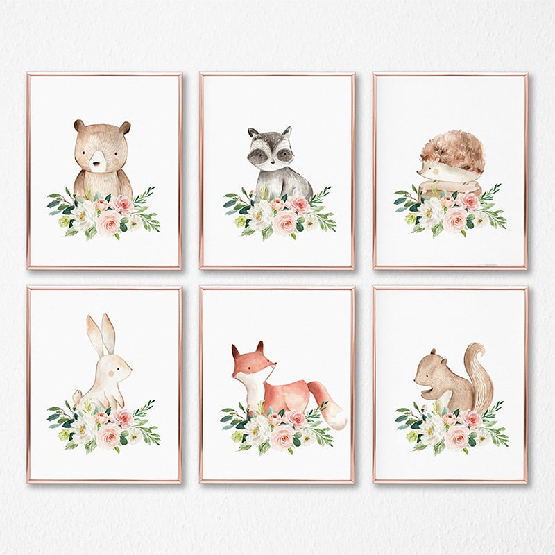 Nursery Wall Art - Floral Friends